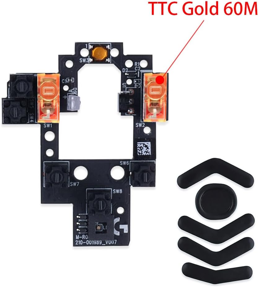 HUYUN Mouse Switch Button Micro Switch Board with Mice Feet Sticker Replacement for Logit G604 Wireless Gaming Mouse (D2FC-F-7N 20M)