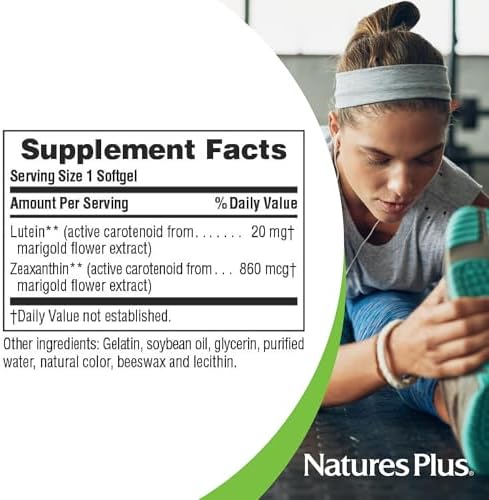 NaturesPlus Ultra Lutein 20 mg - 60 Softgels - Nutritional Support for Healthy Eye Function - 60 Servings
