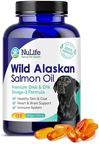 Pure Wild Alaskan Salmon Oil for Dogs, Omega 3 Fish Oil Supplement for Healthy Skin & Shiny Coat, Prevents Itchy Skin, Skin Allergies & Shedding