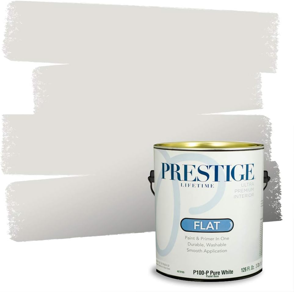 PRESTIGE Paints Exterior Paint and Primer In One, 1-Gallon, Flat, Comparable Match of Sherwin Williams* Grizzle Gray*