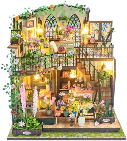 MAGQOO Wooden Dollhouse Miniature with Furniture DIY Dollhouse Kit DIY House Kit Tiny House Kit with Voice Control and Music Movement 1:18 Scale Creative Room Idea(Time Travel)
