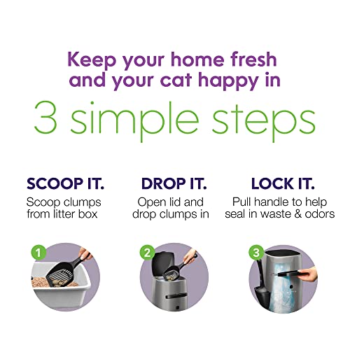 Litter Genie Standard Cat Litter Disposal Pail with 14 ft Standard Refill | Odor-locking pail, holds up to 14 days of cat litter