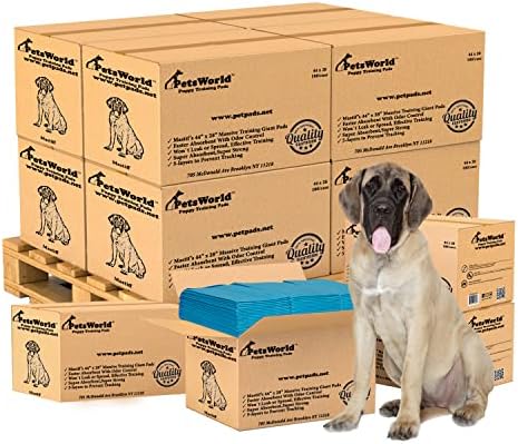 PetsWorld 2XL Dog Pee Pads 28"x44" 1200 Count – Extra Large Pet Pee Pads for Dogs & Puppies, Heavy Duty Leak-Proof Dog Training Pads