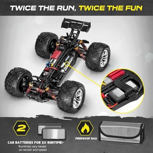 4x4 RC Cars for Adults 48kmh High-Speed - 1:12 Scale Large Waterproof Remote Control Truck, Offroad Electric Monster Car, 2 Batteries 30+ Min Play