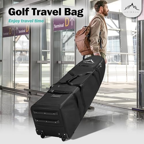 Himal Outdoors Soft-Sided Golf Travel Bag with Wheels, 600D Oxford Fabric | Water-Resistant 600D Oxford, Soft-Sided Design, Rolling Wheels, Excellent Zipper, Universal Fit, Airline Travel