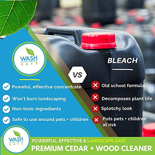 Wash Safe™ CEDAR WASH | Eco-Safe and Organic Wood Cleaner | Clear, Bleach-Free Powder Concentrate | Clean Cedar Shakes, Shingles, Clapboard, Decks, Beams and Wood Surfaces, 3LB.