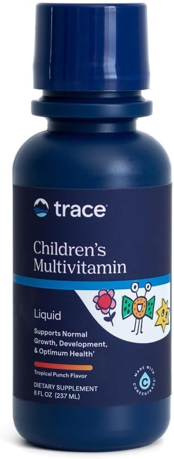 Trace Minerals Children’s Multivitamin Liquid, Tropical Punch, 8 fl oz | Full-spectrum ionic trace minerals, Zinc immune support