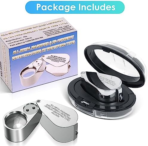 Leffis 40X Jewelers Loupe Magnifier LED/UV Illuminated Magnifying Glasses