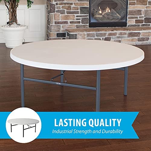 Lifetime 22673 Folding Round Table, 6 Foot, White Granite