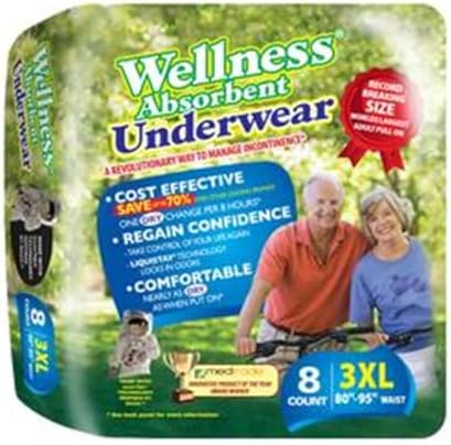 Unique Wellness-Absorbent Underwear (Pull-Ups) Size Medium (19"–30" Waist) 16 Count, Made in USA