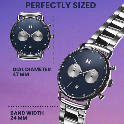 MVMT Men's Analog Quartz Watch with Stainless Steel, Blue, 0, Bracelet