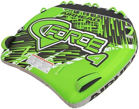 Airhead G-Force Towable Tube for Boating, 1-4 Rider Inflatable Boat Tube for Water Tubing, Heavy Duty Full Nylon Cover, Stabilizer Fins with Neoprene Knuckle Guards, Speed Safety Valve