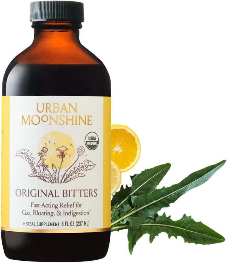 Urban Moonshine Original Digestive Bitters - Debloat - Gut Health - 2 Fl Oz | Fast-Acting Bitters for Digestion - Relieves Occasional Heartburn & Indigestion - Appetite Regulation - Certified Organic