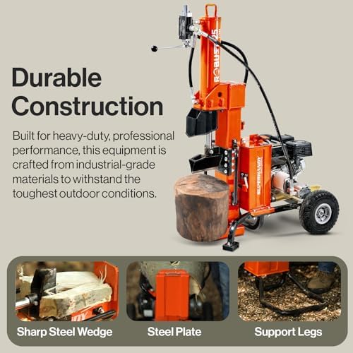 SuperHandy Portable 25 Ton Gas Log Splitter with 7HP Engine, Bucher Gear Pump
