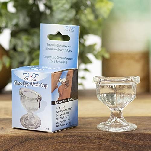 Glass Eye Wash Cup - Soothing Relief from Allergens, Irritants, Makeup, Dust, Dry Eyes and More - Use With Distilled Water or Saline (10 mL Volume)
