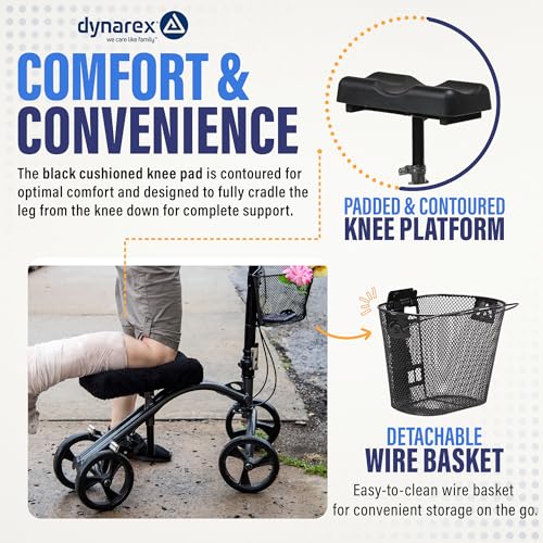 Dynarex Steerable Knee Walker with Basket