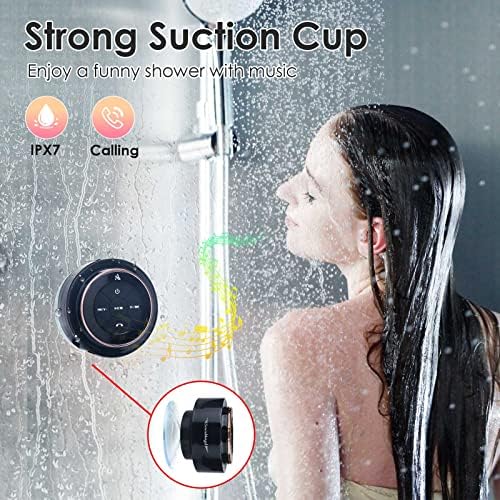 XLEADER, Upgraded, Pro Shower Speaker, Certified IPX7 Waterproof Bluetooth Speaker, with Suction Cup, Silicone Lanyard, 8W Crystal Sound&Rich Bass