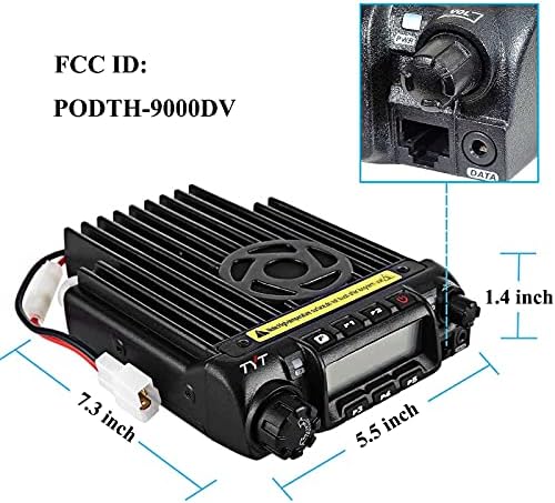 TYTTH-9000D Car Mobile Transceiver 60W VHF 2M 146MHz Ham Radio 2 Way Radio with USB Programming Cable, Black