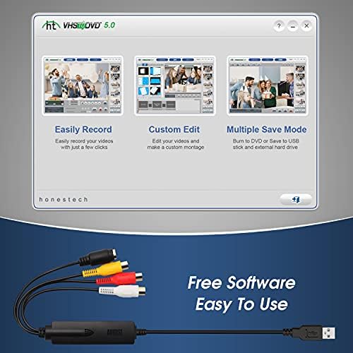 VHS to Digital Video Capture - August VGB350 - External USB Video Capture Card Video VCR to DVD Converter Transfer VHS Home Videos to PC Audio