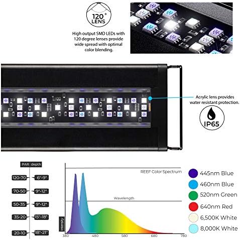 Current USA 24-36" Inch Orbit Marine LED Saltwater Reef Marine Aquarium Light | 24 Hour IR Lighting & eFlux Wave Pump Control | Adjustable Color Spectrum for Fish Tank (4101)