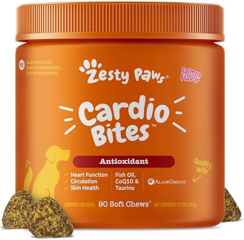 Zesty Paws Dog Heart Supplement - Taurine for Dogs, Salmon, 90 Ct