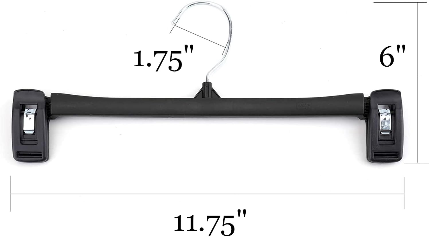 Tosnail 40 Pack 12 Inch Plastic Skirt Pants Clothes Hangers with Non-Slip Big Clips and Swivel Hook - Black