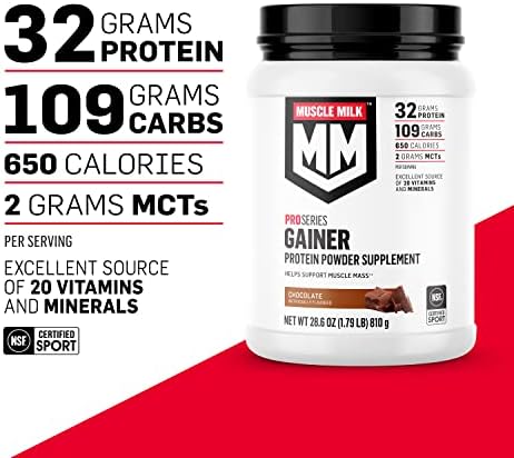 Muscle Milk Gainer Protein Powder, Vanilla Creme, 32g Protein, 5 Pound
