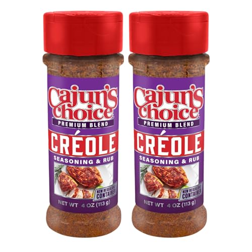 Cajun's Choice Blackened Seasoning - 2.75 oz Jar, Pack of 2, All Natural, Low Salt, Gluten-Free - Authentic Louisiana Spice for Fish & BBQ | Low-sodium, all-natural seasoning and rub for fish, seafood, chicken, pork, steak, vegetables and salads.