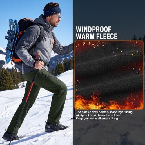 Men's Waterproof Pants Fleece Lined Insulated Winter Hiking Ski Snow Pants