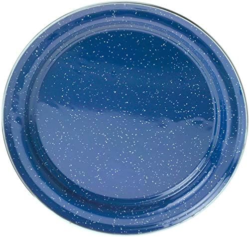 GSI Outdoors Pioneer Enamel 12 Pieces (4-Person) Dish Set I Enamelware Dishes Including Plates, Bowls and Mugs for Camping, Outdoors, RV, Camp, Blue