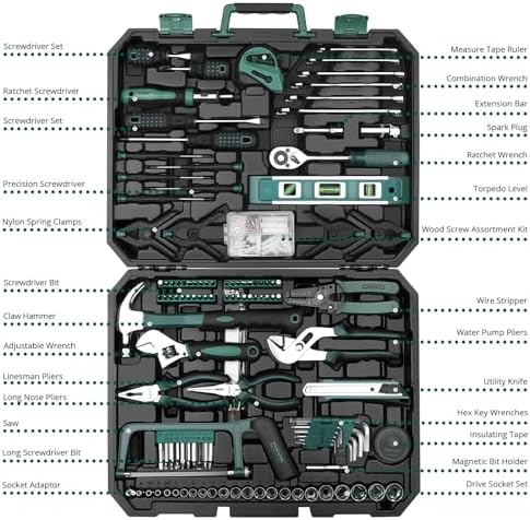DEKOPRO 228 Piece Socket Wrench Auto Repair Tool Combination Package Mixed Tool Set Hand Tool Kit with Plastic Toolbox Storage Case