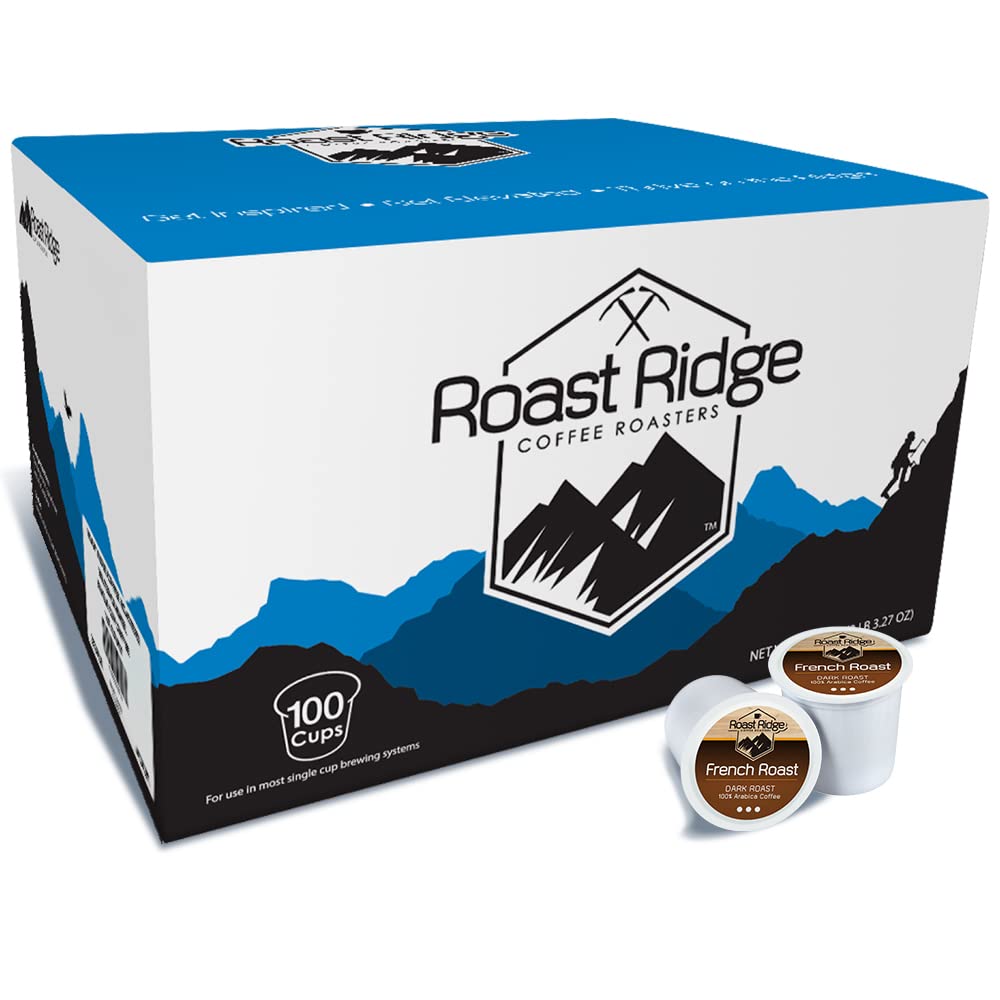 Roast Ridge Single Serve Coffee Pods for Keurig K-Cup Brewers, Variety Pack, Light Roast, Medium Roast, Dark Roast, 100 Count (25 Each: Breakfast Blend, Donut Shop, French Roast, Colombian)