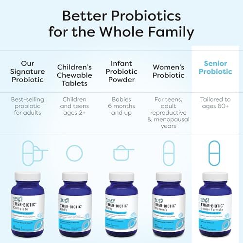 Klaire Labs SFI Health Ther-Biotic Probiotics for Seniors, 60 Capsules | Digestive & Immune Support for Senior Men & Women Over 60, Bifidobacterium & Lactobacillus, Adult Probiotic, Dairy-Free