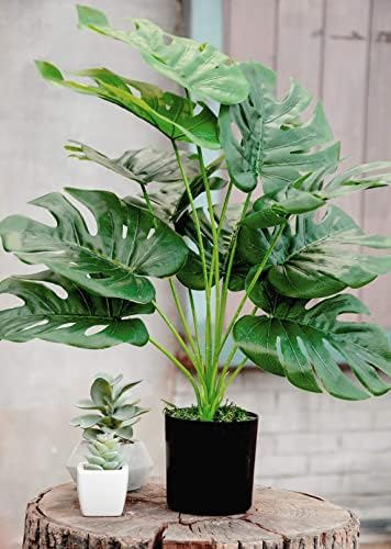 Toopify 19" Artificial Monstera Plant, Fake Plants for Indoor Outdoor Decor