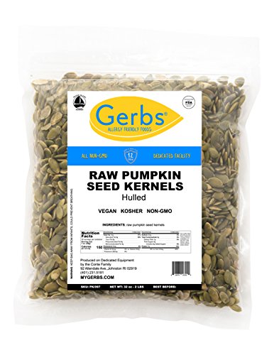 Gerbs Raw Pumpkin Seed Kernels 2 lbs. | Canadian Grown, No Artificial Additives, Resealable Bag | Mild & Crunchy Texture | Top 14 Allergen-Free