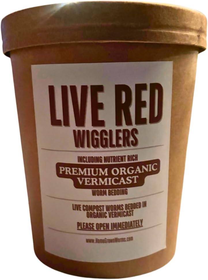 250+ (1/4LB) Red Wigglers Live Worms for Composting and Garden - Live Delivery Guaranteed! Red Worms for Worm Castings - Wiggly Wrigglers - Great