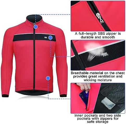 Souke Sports Men's Winter Cycling Jacket Windproof Thermal Bike Jacket