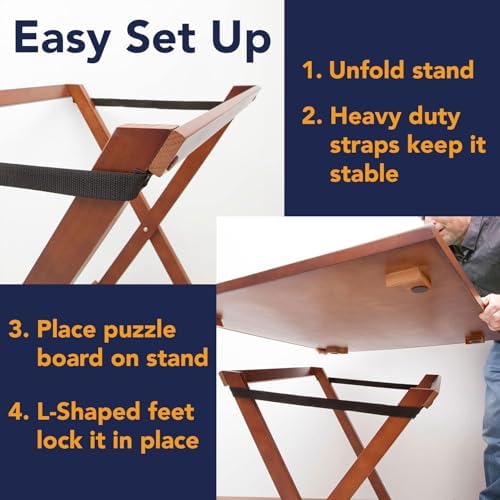 Bits and Pieces Portable Puzzle Board - Compact Folding Puzzle Table with Large Puzzling Area for 1500 Piece Jigsaw Puzzles, Attractive Wood