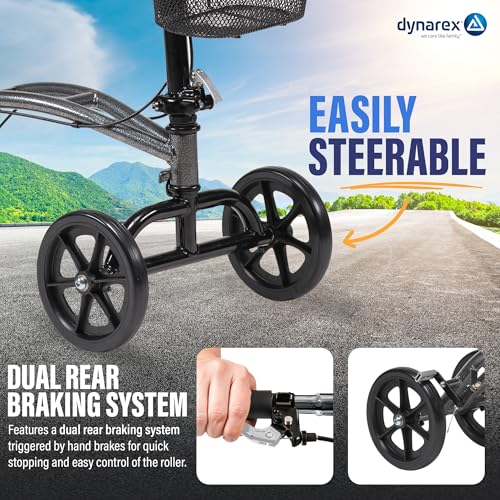 Dynarex Steerable Knee Walker with Basket