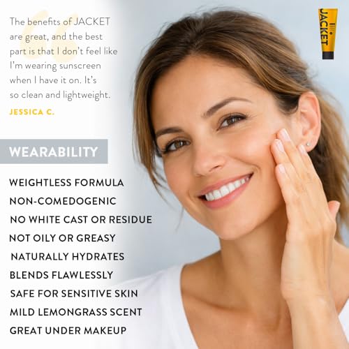 JACKET Sunscreen SPF 50+ | Mineral Sunscreen with Vitamin C | Water Resistant 80 Min, Natural