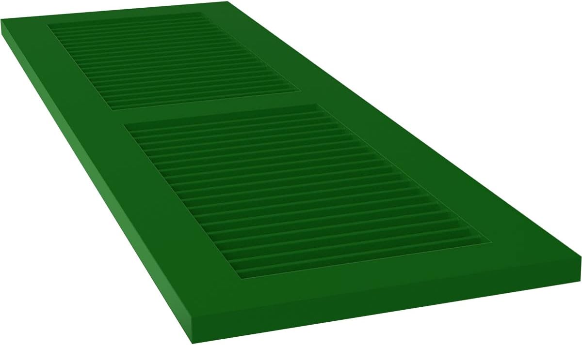 18"W x 60"H True Fit PVC Two Equal Louver Shutters, Unfinished (Per Pair - Hardware Not Included)