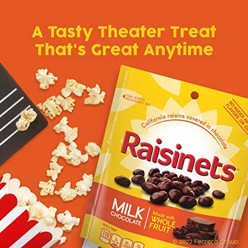 Raisinets, Milk Chocolate Covered California Raisins, 8.0 oz Resealable Bag, Bulk 8 pack