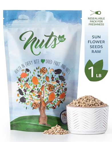 NUTS U.S. - Sunflower Kernels | Raw | A Rich Source of Protein | USA Grown and Packed in Resealable Bags!!! (1 LB)