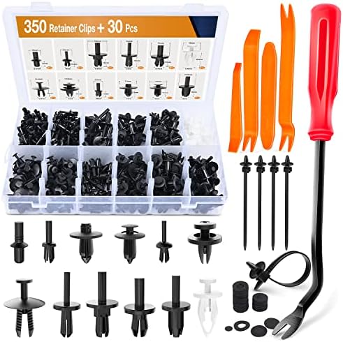GOOACC 146PCS Nylon Bumper Shield Retainer & Double End Xmas Tree Retainers Clips Universal Auto Body Shield Retainer Fastener Clip Assortment- Bonus Fastener Remover