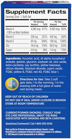 PreserVision AREDS Eye Vitamins, #1 Eye Doctor Recommended Brand, Multivitamin with Copper, Vitamin A, C & E, Zinc Supplements, 120 Softgels