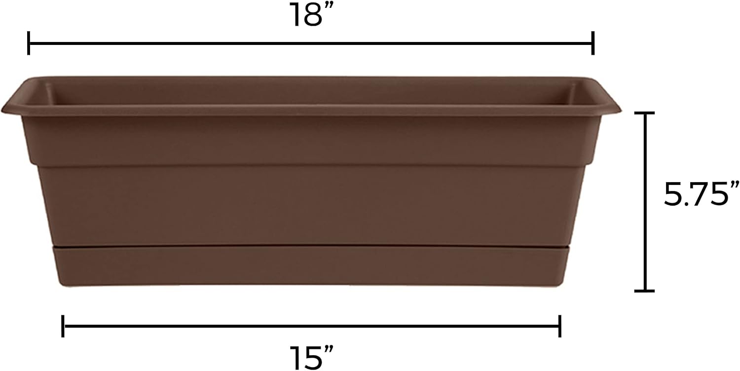 Bloem Dura Cotta Window Box Planter: 24" - Terra Cotta - with Tray, Weatherproof Resin Box, Removable Tray for Indoor & Outdoor Use, Gardening, 3 Gallon Capacity