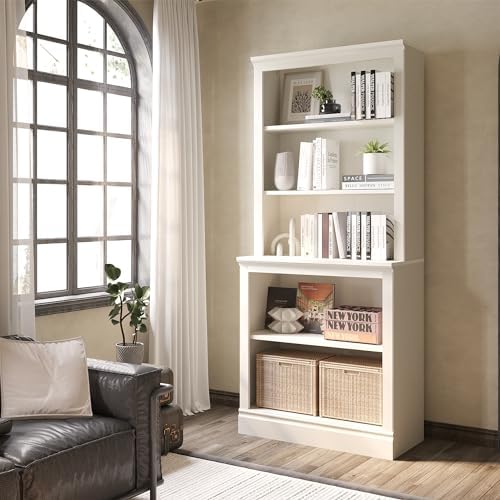 Bevfint 72" Tall Bookcase, White Large Floor Standing Bookshelf for Hallway | 5 Tier Shelves Open Storage Organizer with Anti Tipping Device, Book Case for Living Room Kitchen Home Office Bedroom