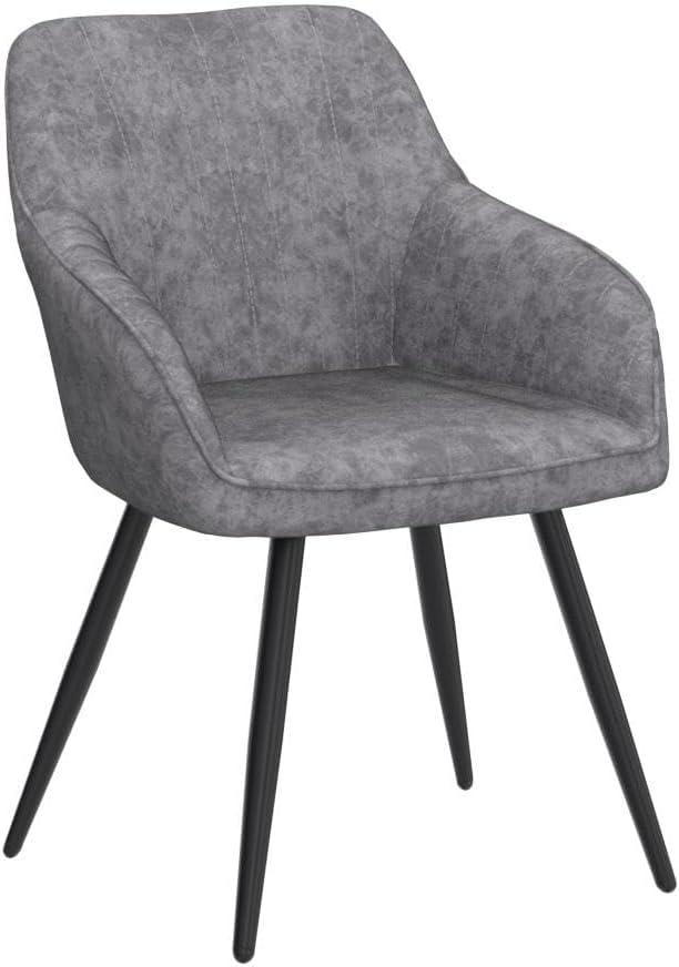 annjoe Faux Leather Accent Arm Chairs for Living Room Leisures/ Upholstered Chair with Metal Legs Set of 2 for Home Kitchen Office Bistro Cafe, Brown
