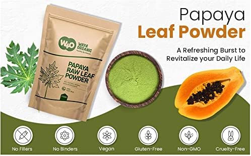 Way4Organic Papaya Leaf Powder 16 Ounces(1 Pound), Dried from Fresh Green Leaves, Good to Make Tea, Juice Extract, (No Fruit, No Seeds)