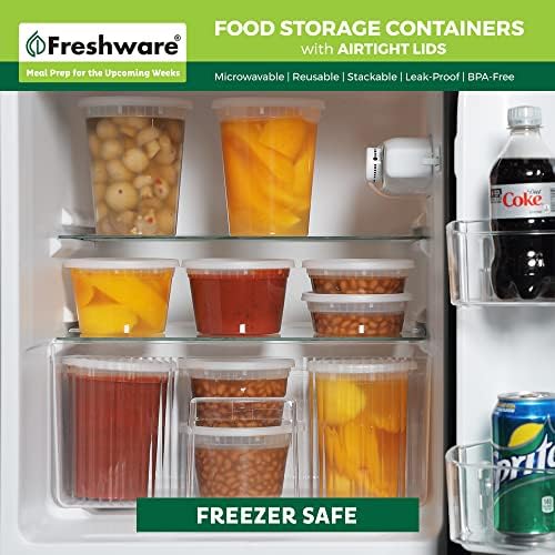 Freshware Food Storage Containers [240 Set] 32 oz Plastic Deli Containers with Lids, Slime, Soup